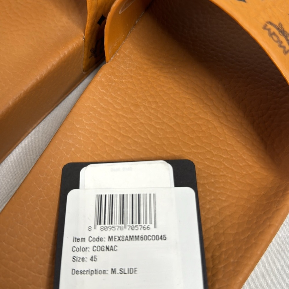 MCM NWT MEN’S BROWN BLACK MONOGRAM SLIDES SANDALS SIZE 12 / 45 - Picture 9 of 11